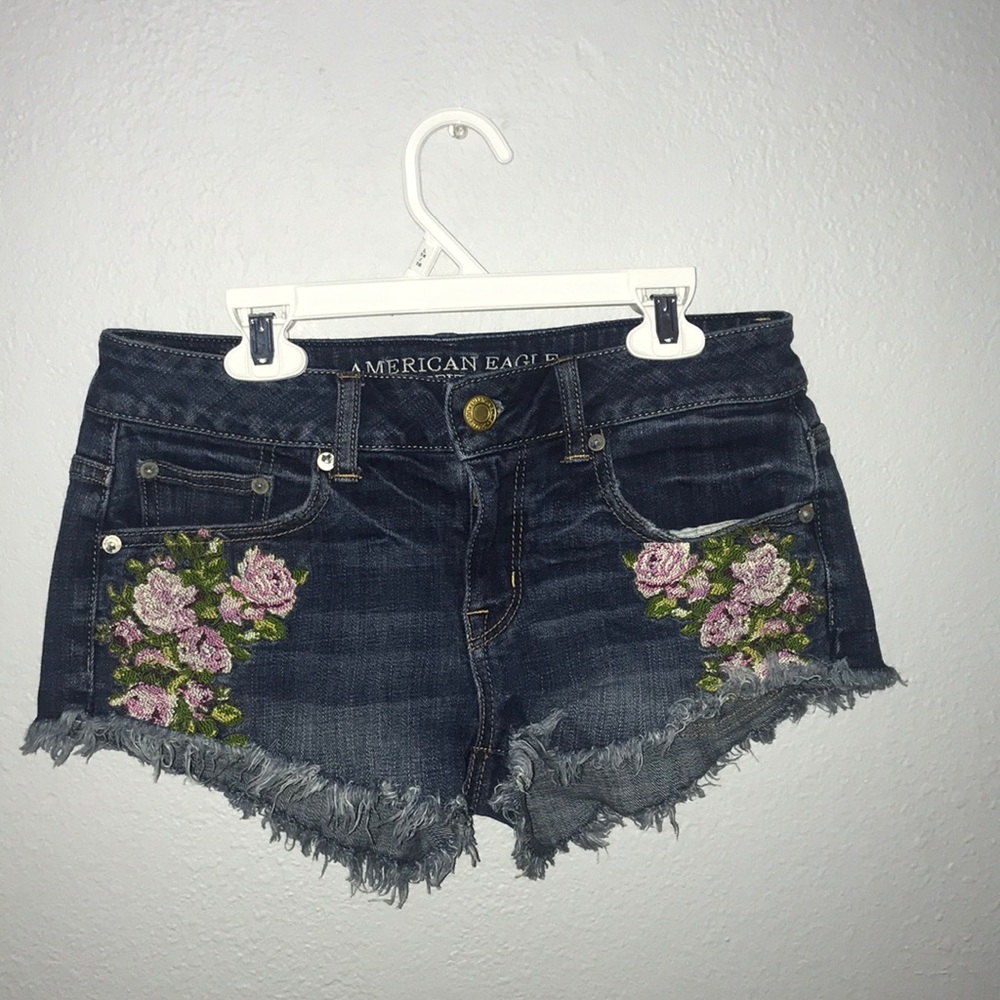 American Eagle Outfitters denim floral shorts